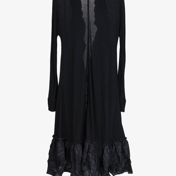 Marie Sainte Pierre Black Duster with Ruffle Edge Collar - Picture 2 of 10